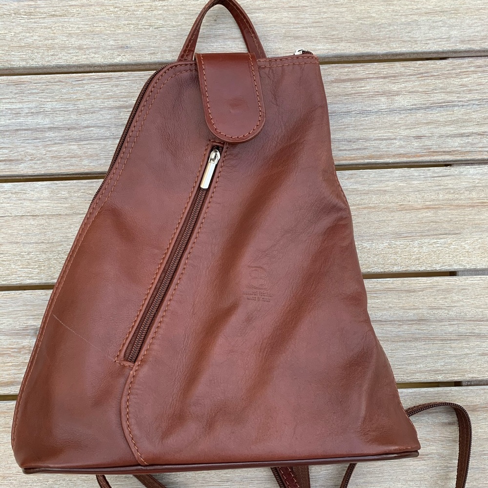 Italian leather backpack purse